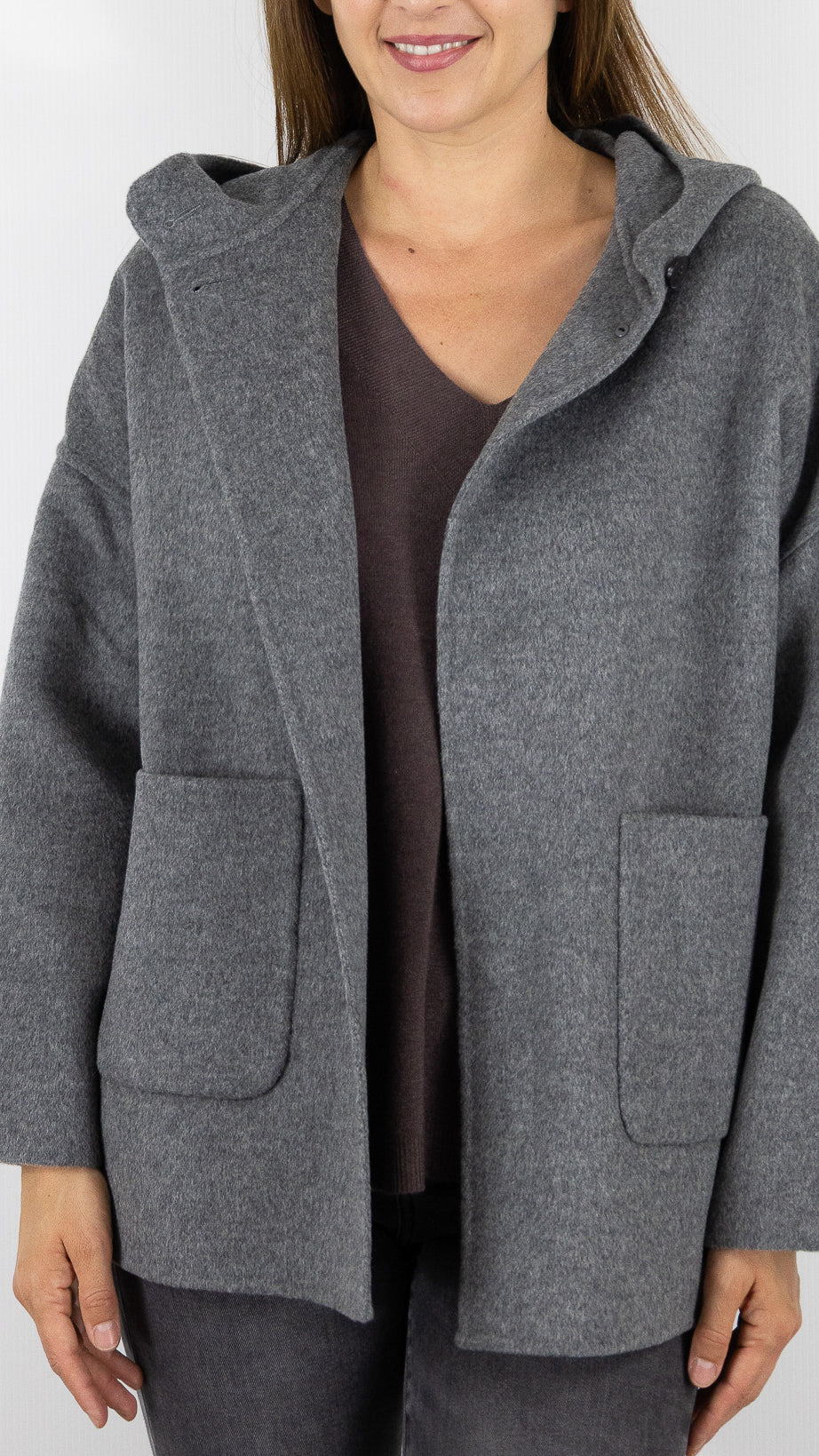 MANTEAU COURT EN LAINE CAPE FEMME HARTFORD VESPER#COLOR_04/GREY