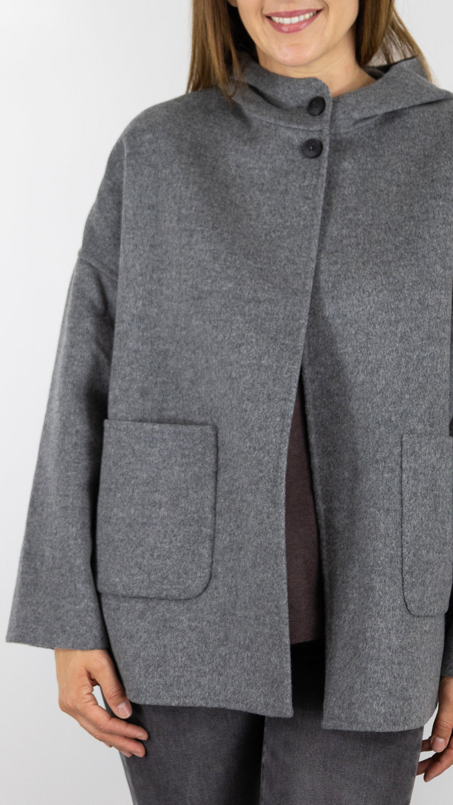 MANTEAU COURT EN LAINE CAPE FEMME HARTFORD VESPER#COLOR_04/GREY