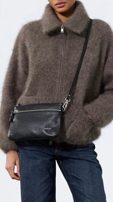 POCHETTE A BANDOULIERE EN CUIR  NAT & NIN VICKY#COLOR_NOIR