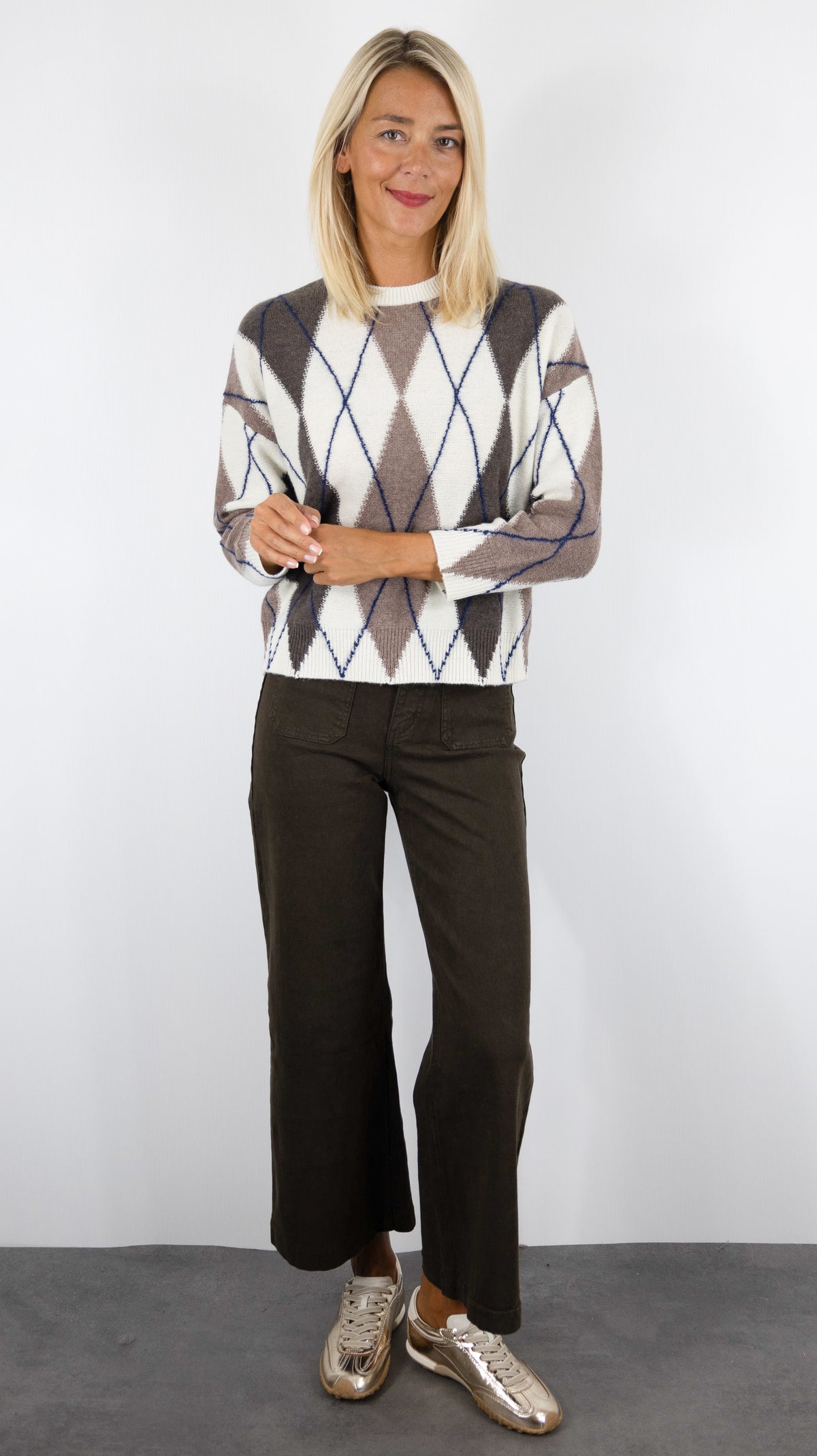 PULL JACQUARD EN LAINE POUR FEMME ECRU MARRON MAJESTIC FPU856/K286