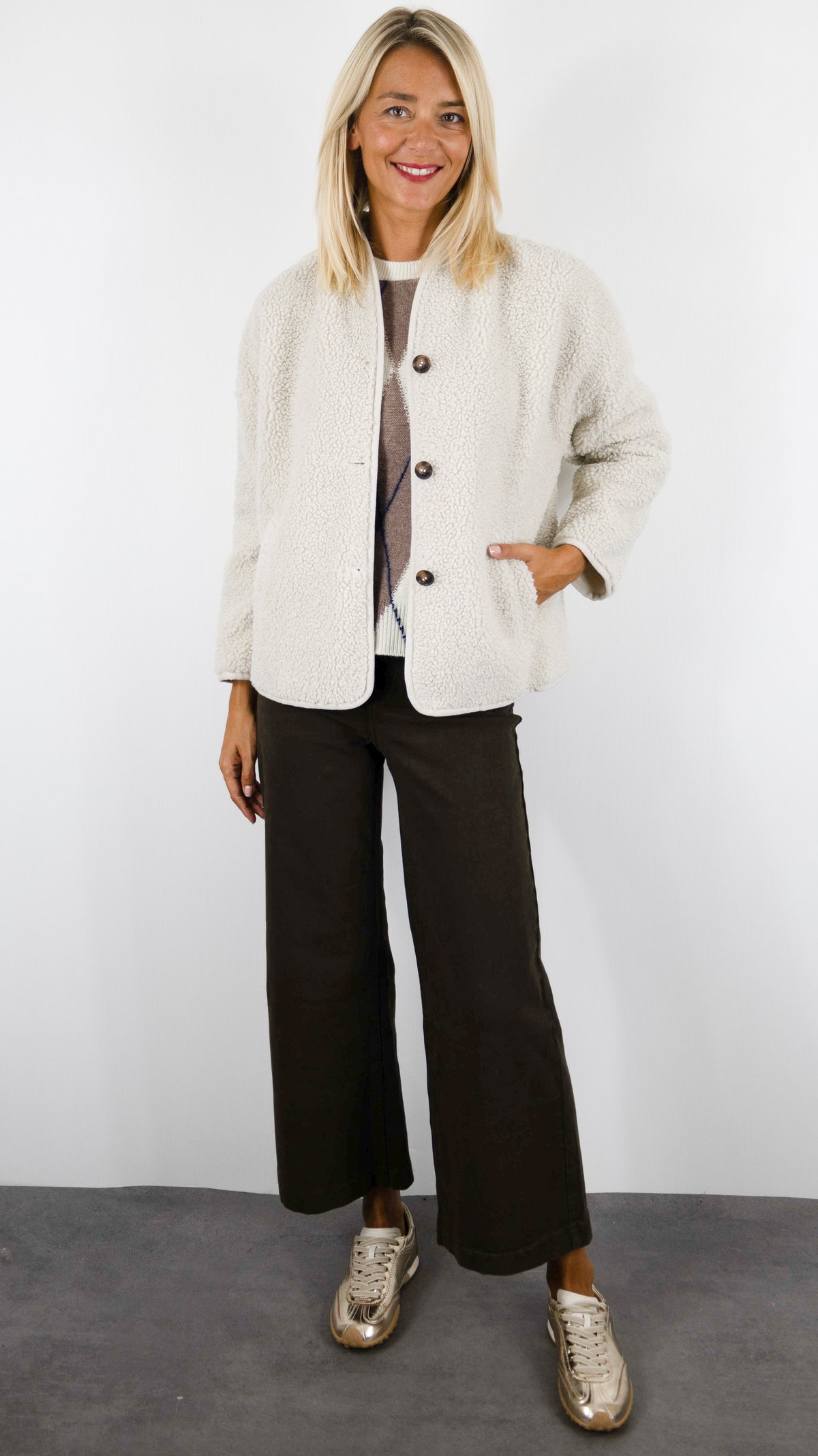 BLOUSON MOUTON COL DROIT ECRU POUR FEMME HARTFORD VALDI