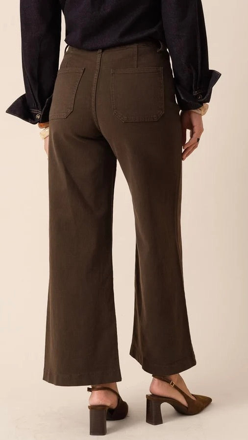 JEANS WIDE EN COTON POUR FEMME ORAIJE VIOLETTE COULEUR MARRON CHOCOLAT