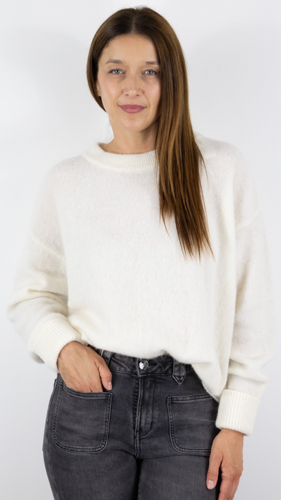 PULL EN ALPAGA COL ROND AMERICAN VINTAGE VITOW VITO18E#COLOR_BLANC