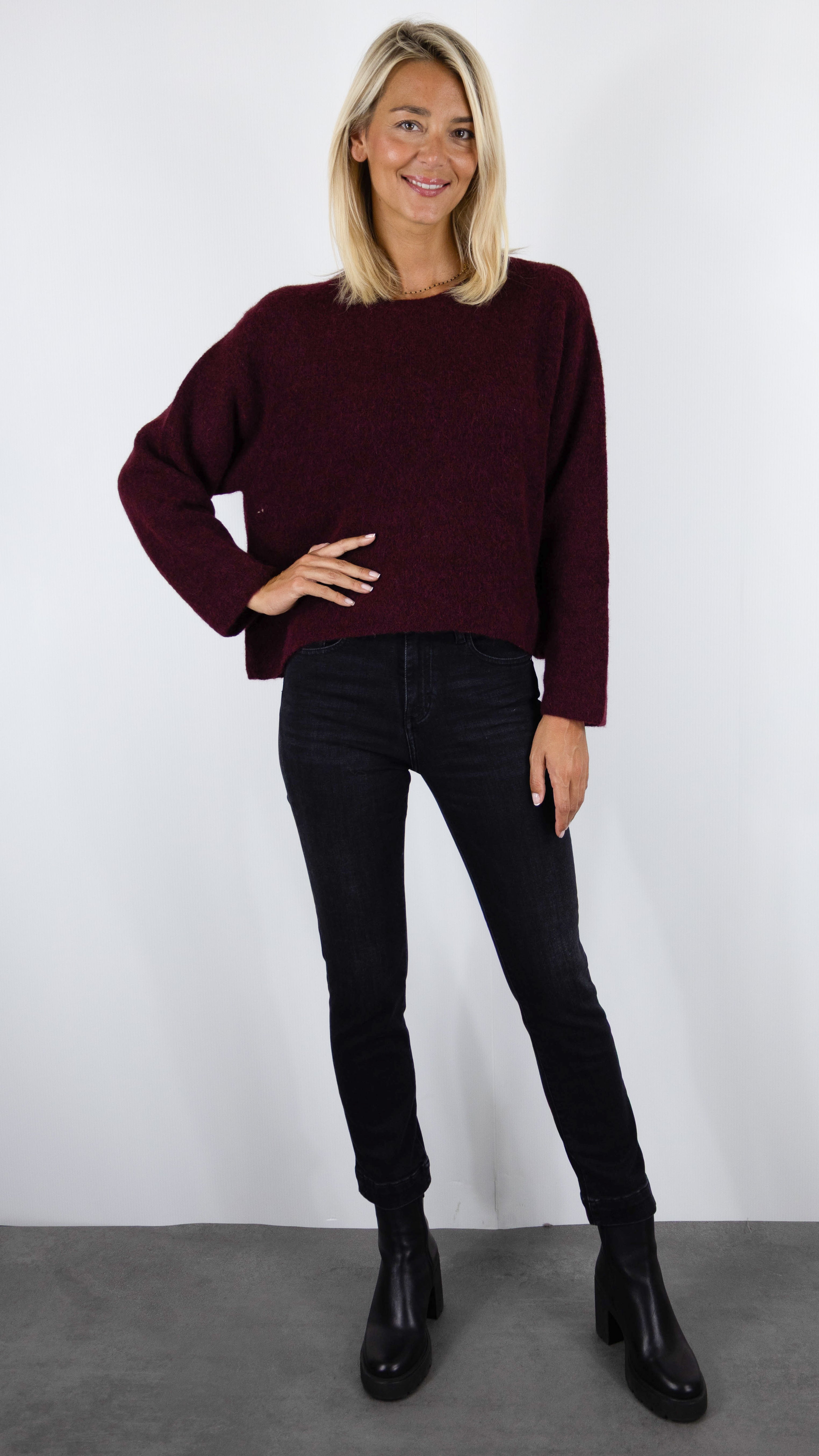 PULL AMPLE EN ALPAGA POUR FEMME VITO18P AMERICAN VINTAGE VITOW#COLOR_GRENAT CHINE