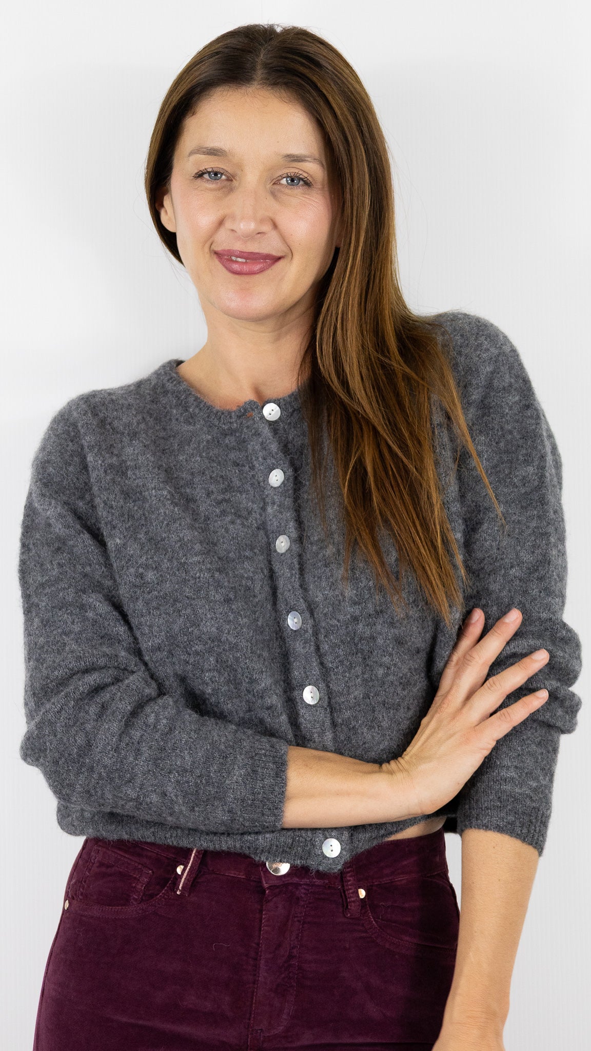 CARDIGAN EN ALPAGA AMERICAN VINTAGE VITOW VITO19E#COLOR_ACIER CHINE