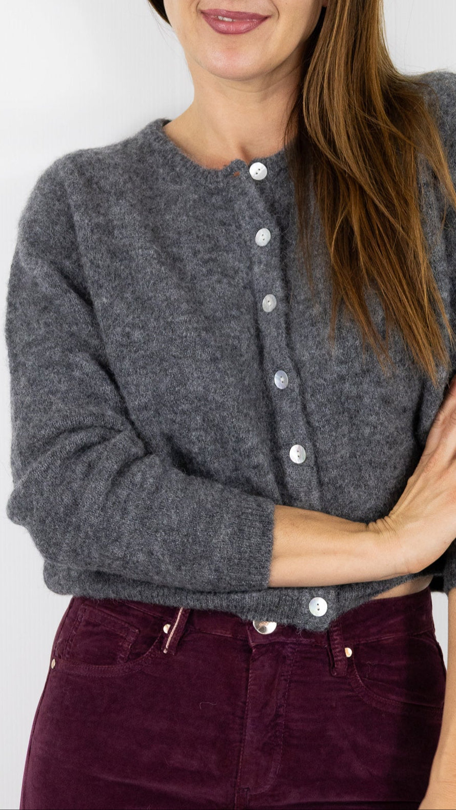 CARDIGAN EN ALPAGA AMERICAN VINTAGE VITOW VITO19E#COLOR_ACIER CHINE