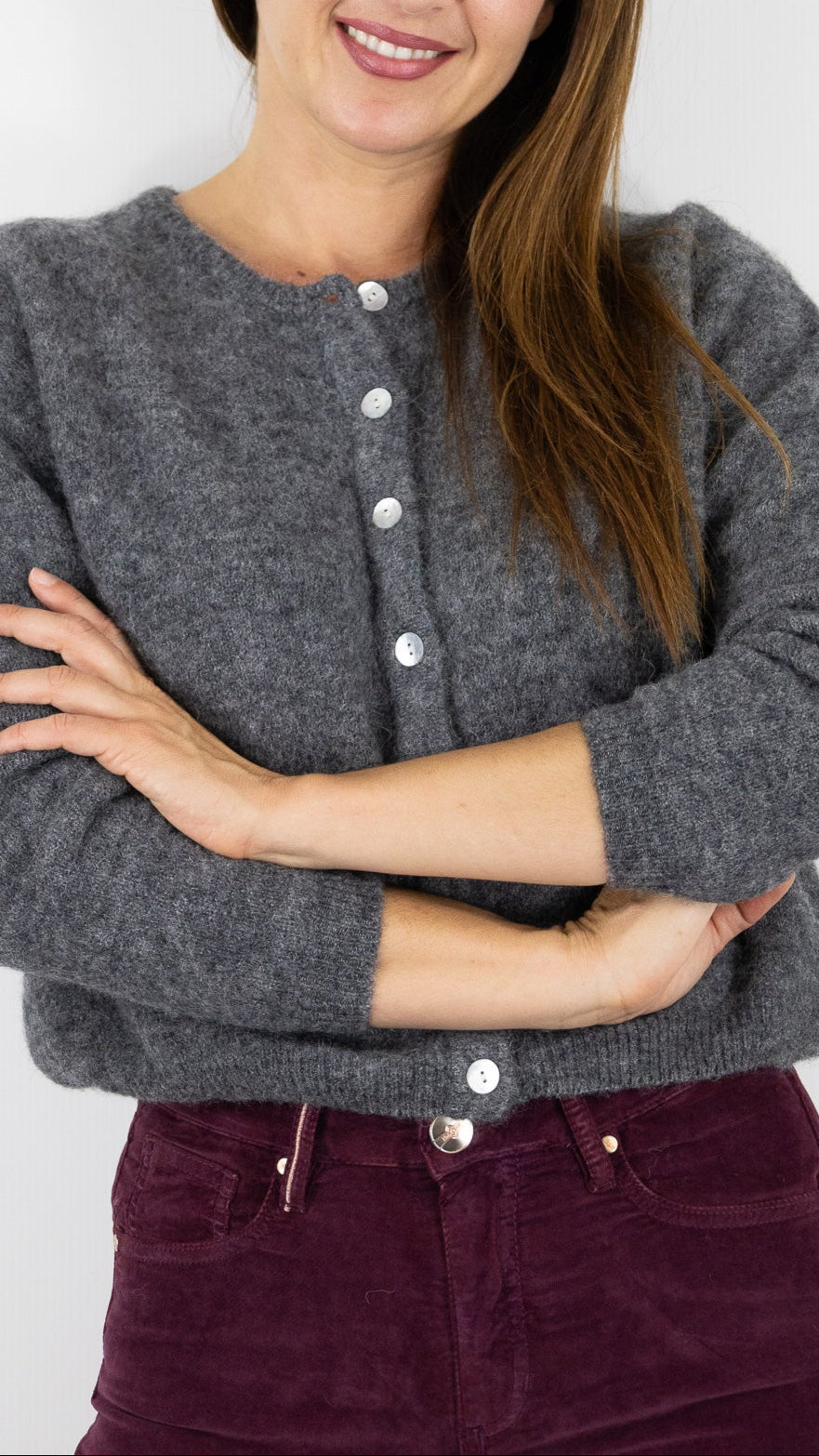 CARDIGAN EN ALPAGA AMERICAN VINTAGE VITOW VITO19E#COLOR_ACIER CHINE