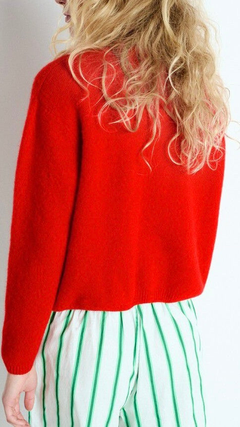 CARDIGAN EN ALPAGA AMERICAN VINTAGE VITOW#COLOR_FRAISE/ROUGE