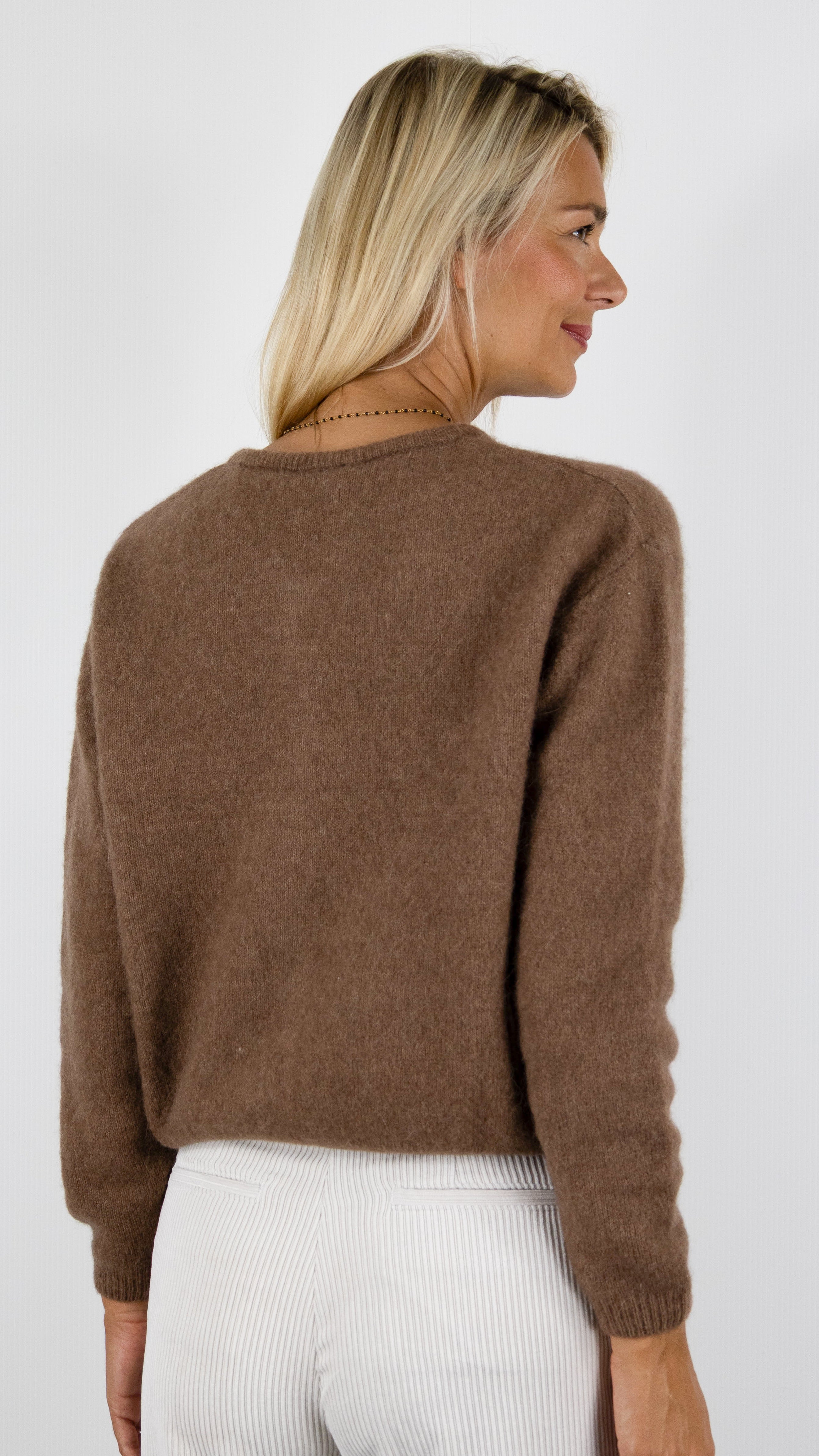 GILET COL ROND COURT EN ALPAGA AMERICAN VINTAGE VITO19E#COLOR_CHOCOLAT
