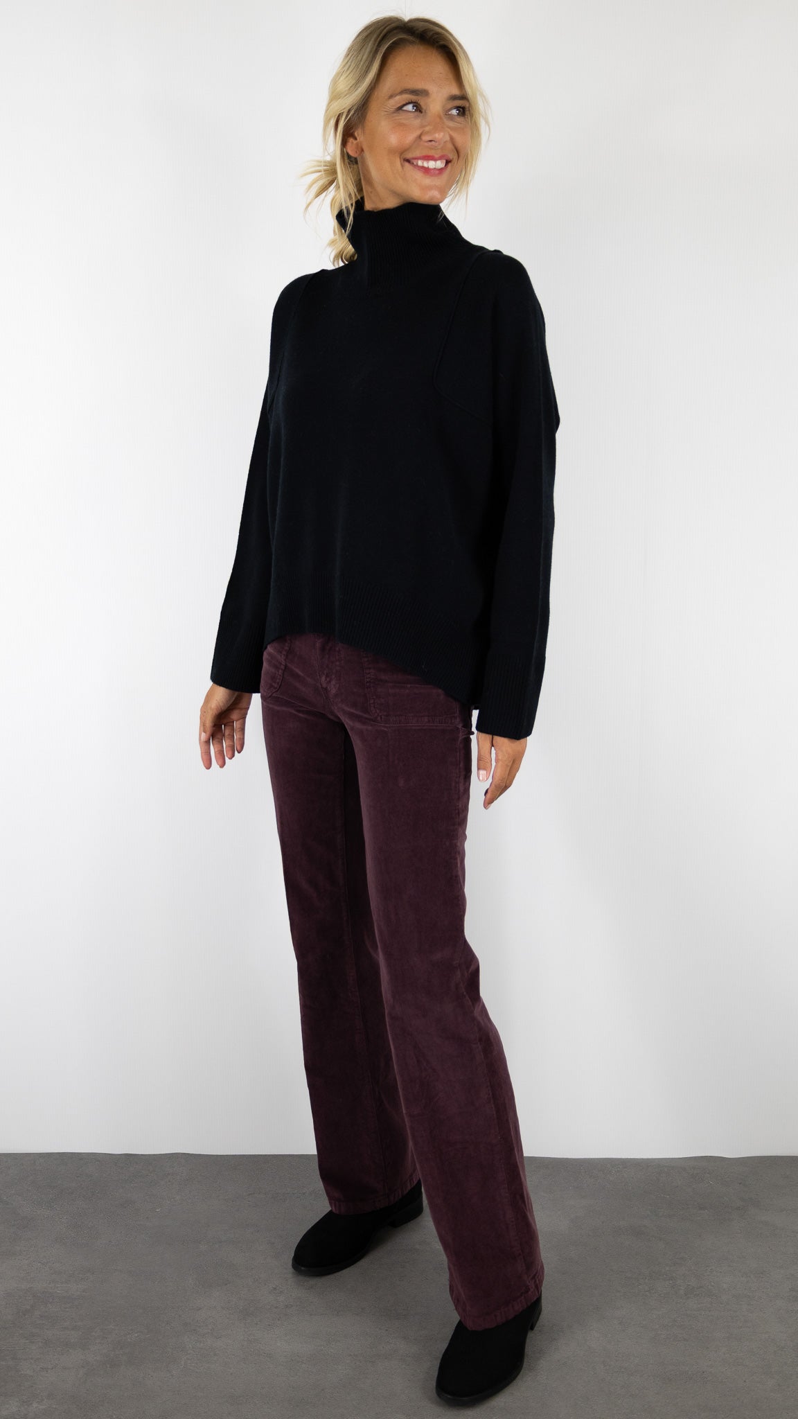 PULL AMPLE COL ROULE POUR FEMME NOT SHY WENDY#COLOR_NOIR