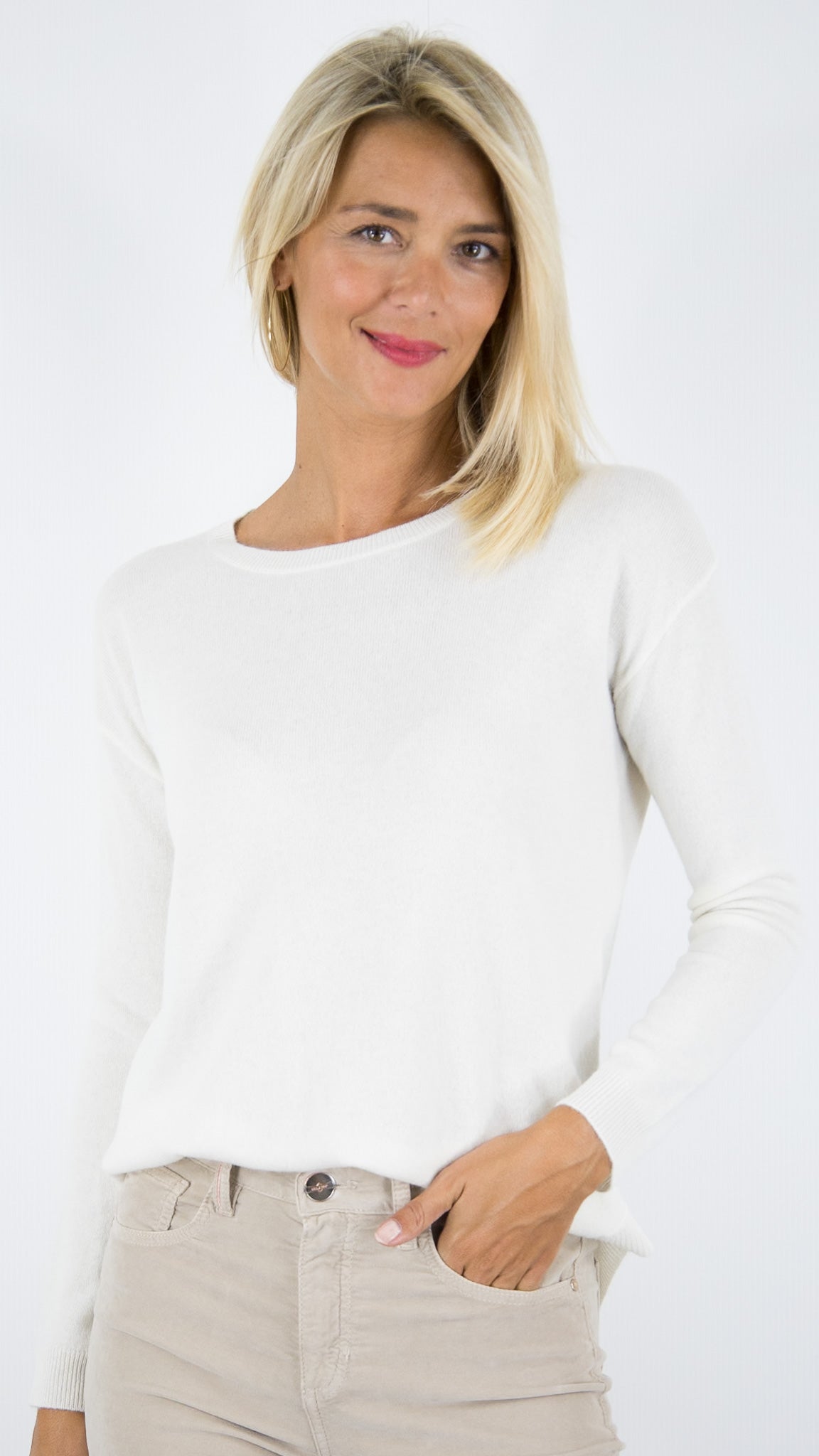 PULL EN CACHEMIRE POUR FEMME  ESTHEME WES20A33H#COLOR_8322/CREME