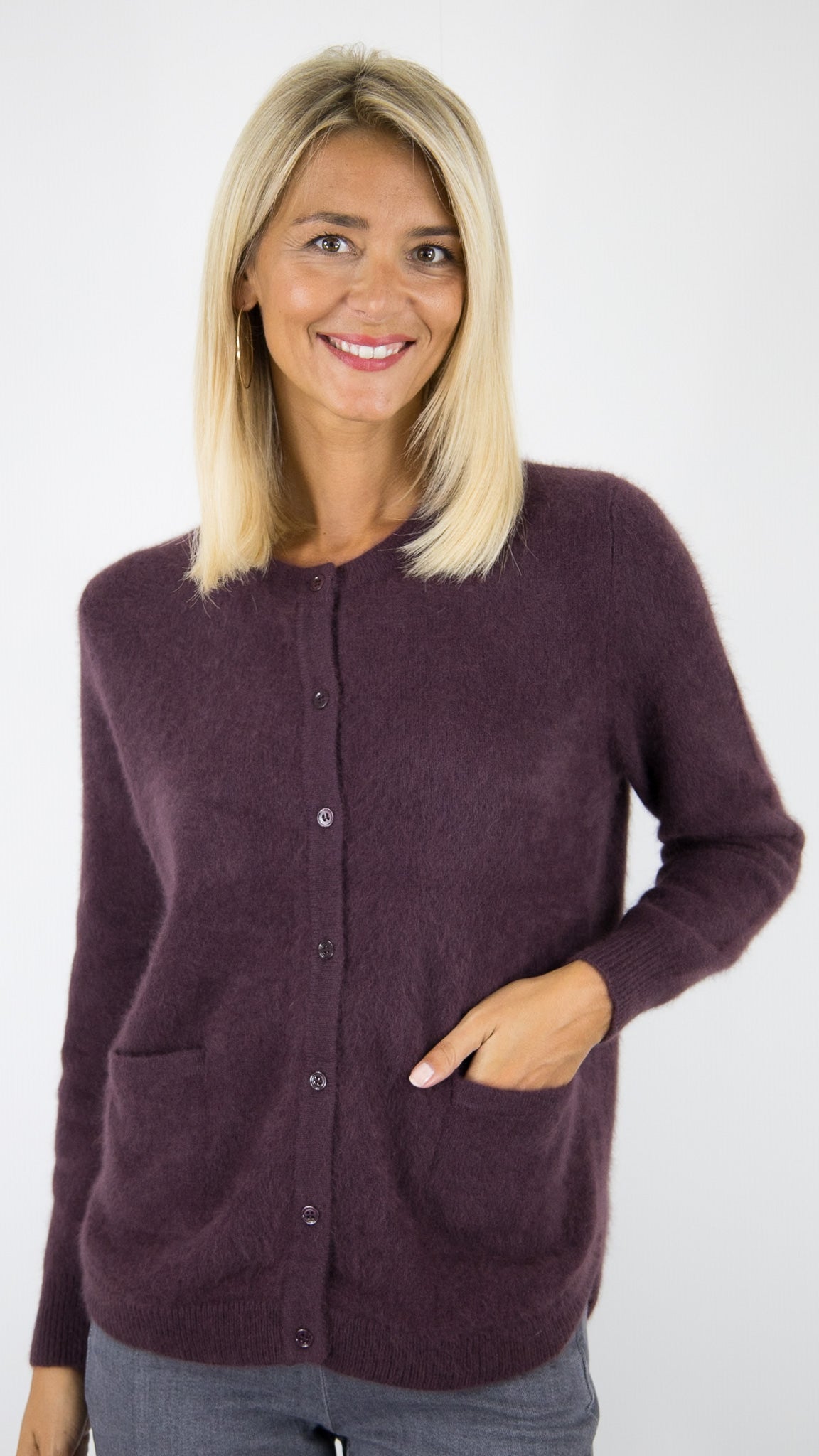 CARDIGAN EN RACCOON VIOLET FEMME  ESTHEME WES2253HR/1#COLOR_1648/SOJA