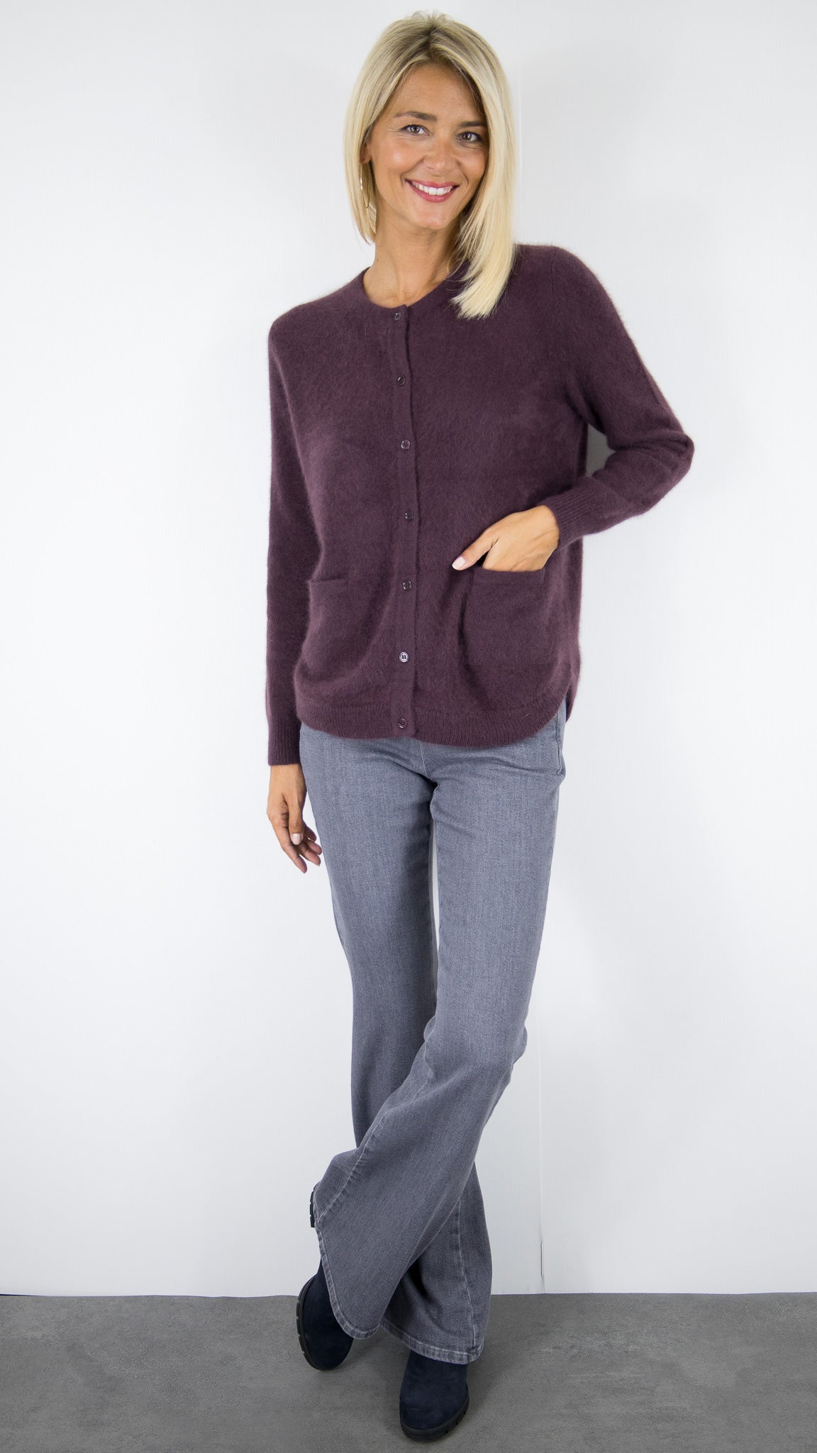 CARDIGAN EN RACCOON VIOLET FEMME  ESTHEME WES2253HR/1#COLOR_1648/SOJA