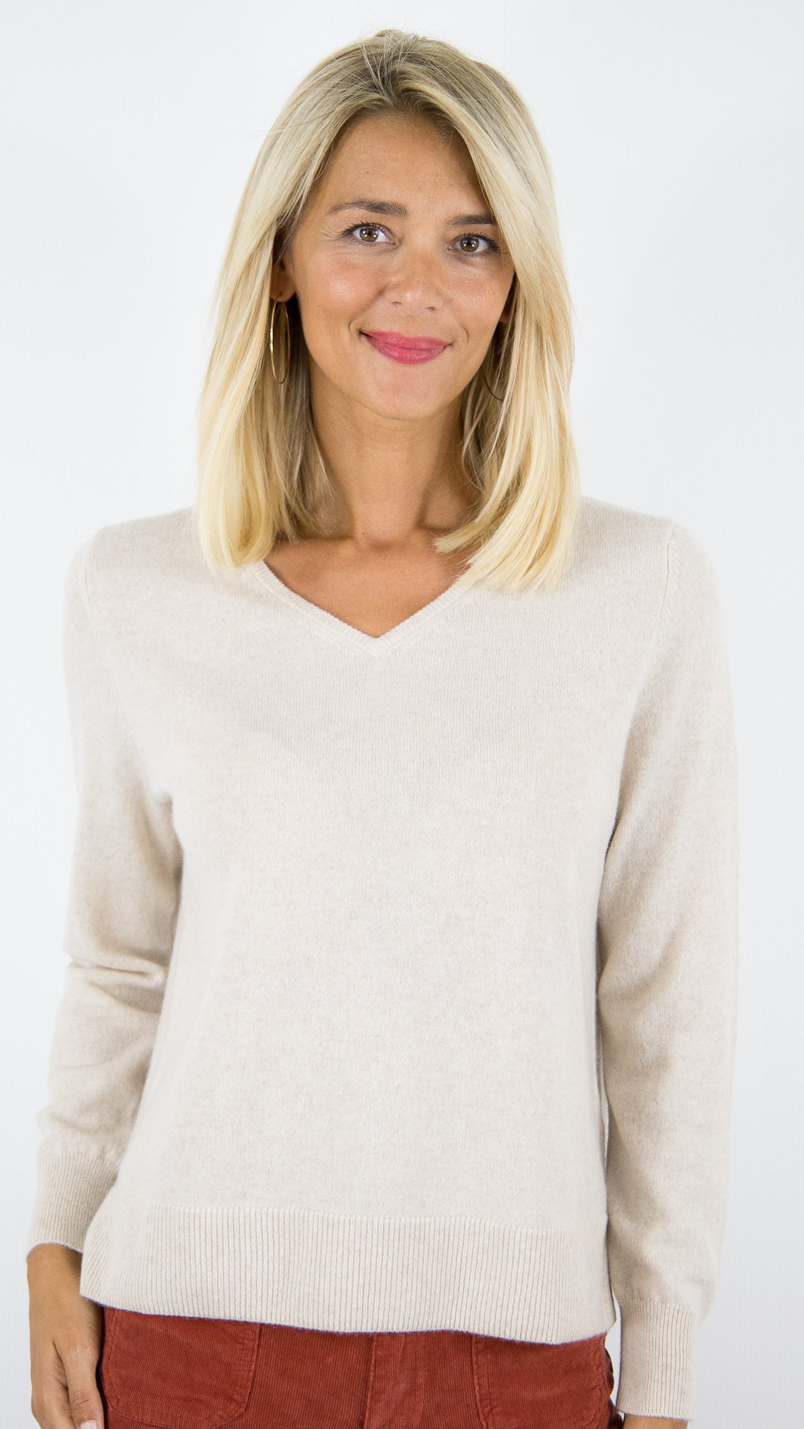 PULL COL V EN CACHEMIRE POUR FEMME#COLOR_3273/LIN