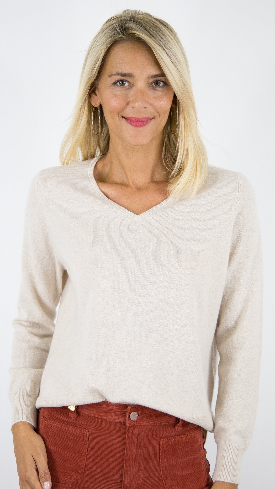 PULL COL V EN CACHEMIRE POUR FEMME#COLOR_3273/LIN