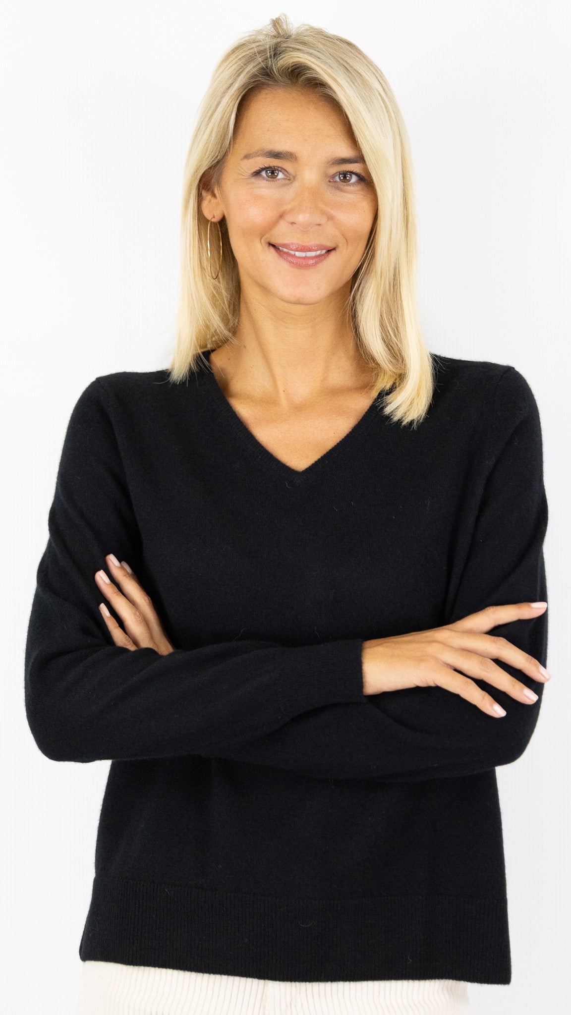 PULL COL V EN CACHEMIRE POUR FEMME#COLOR_6148/NOIR