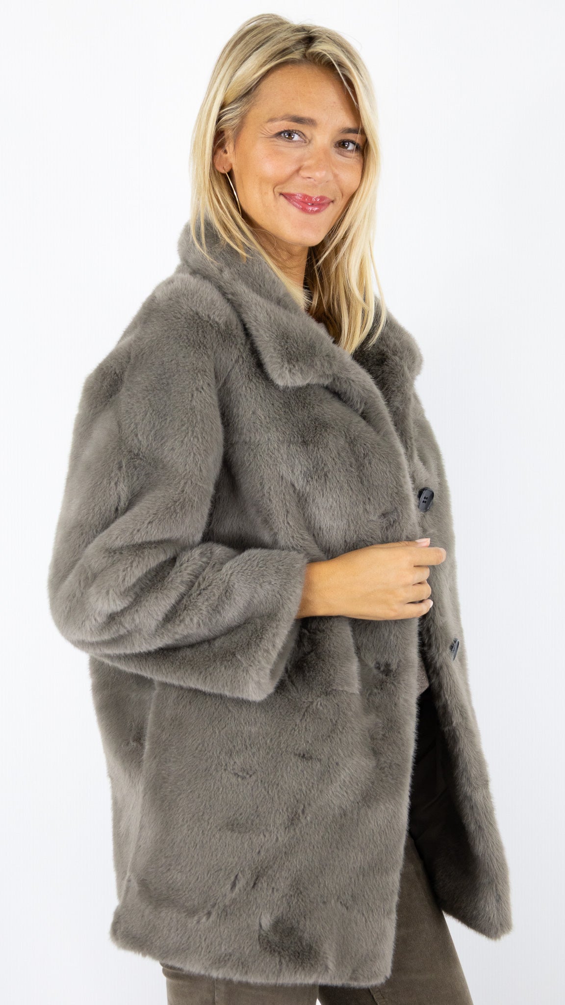 MANTEAU EN FAUSSE FOURRURE ESTHEME WES2491HF#COLOR_12024/TAUPE