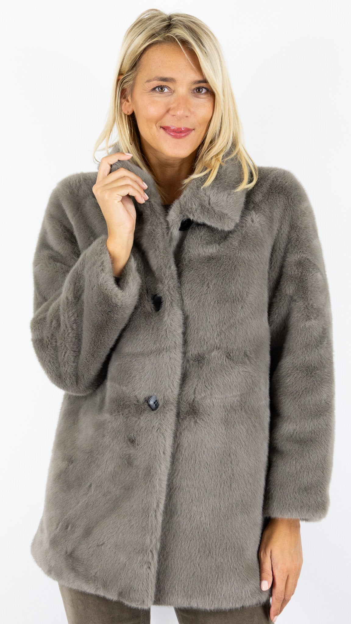 MANTEAU EN FAUSSE FOURRURE ESTHEME WES2491HF#COLOR_12024/TAUPE