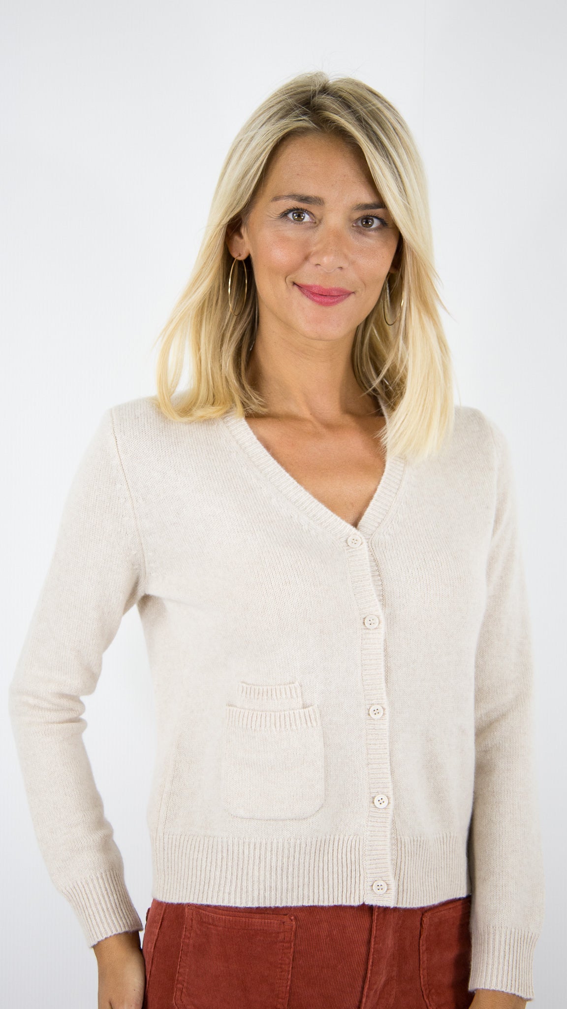GILET FIN COL V EN CACHEMIRE POUR FEMME ESTHEME WES24A22H#COLOR_3273/LIN