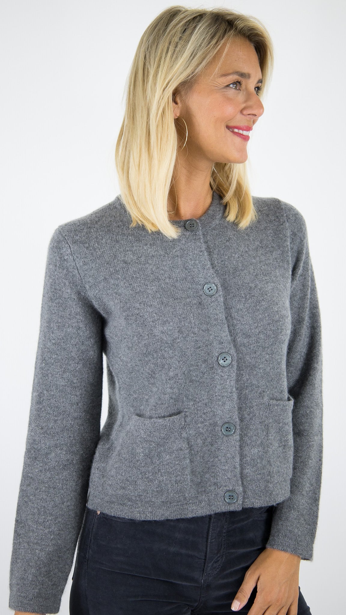 CARDIGAN AVEC 2 POCHES POUR FEMME EN CACHEMIRE ESTHEME WES25026H#COLOR_71322/ETAIN