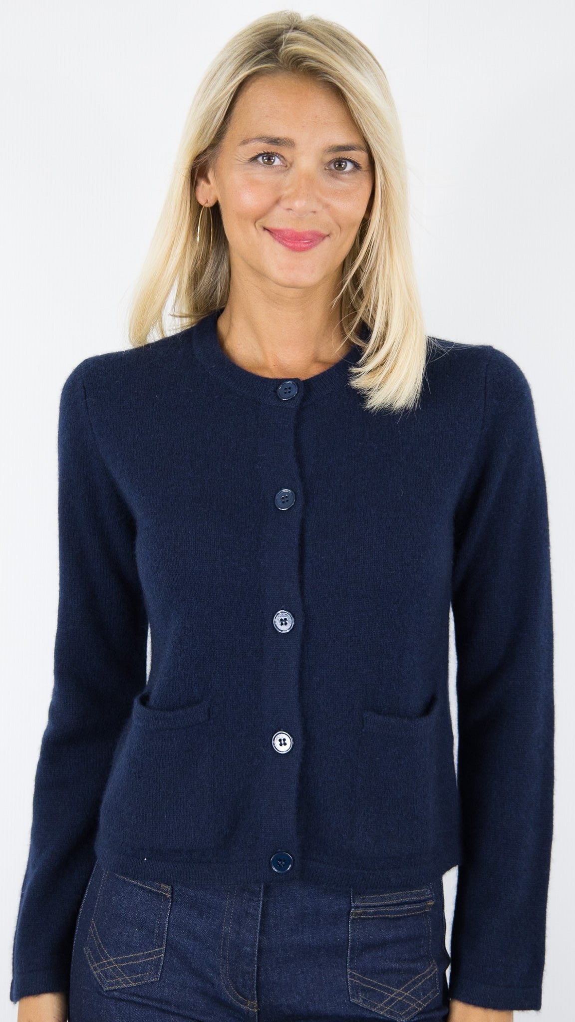 CARDIGAN AVEC 2 POCHES POUR FEMME EN CACHEMIRE ESTHEME WES25026H#COLOR_53370/NUIT