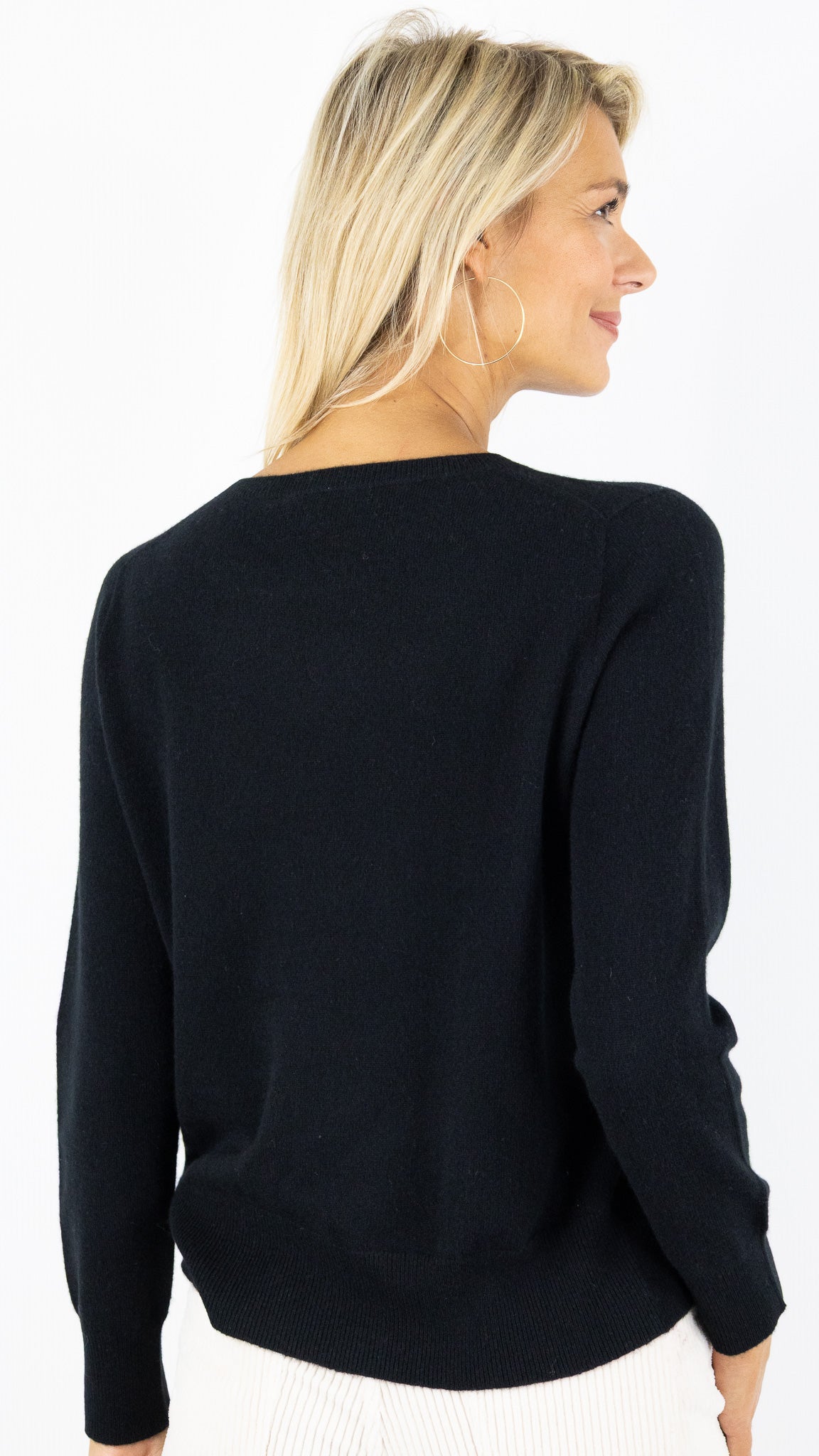 PULL COL ROND EN CACHEMIRE AVEC STRASS POUR FEMME  ESTHEME WES25089H#COLOR_6148/NOIR