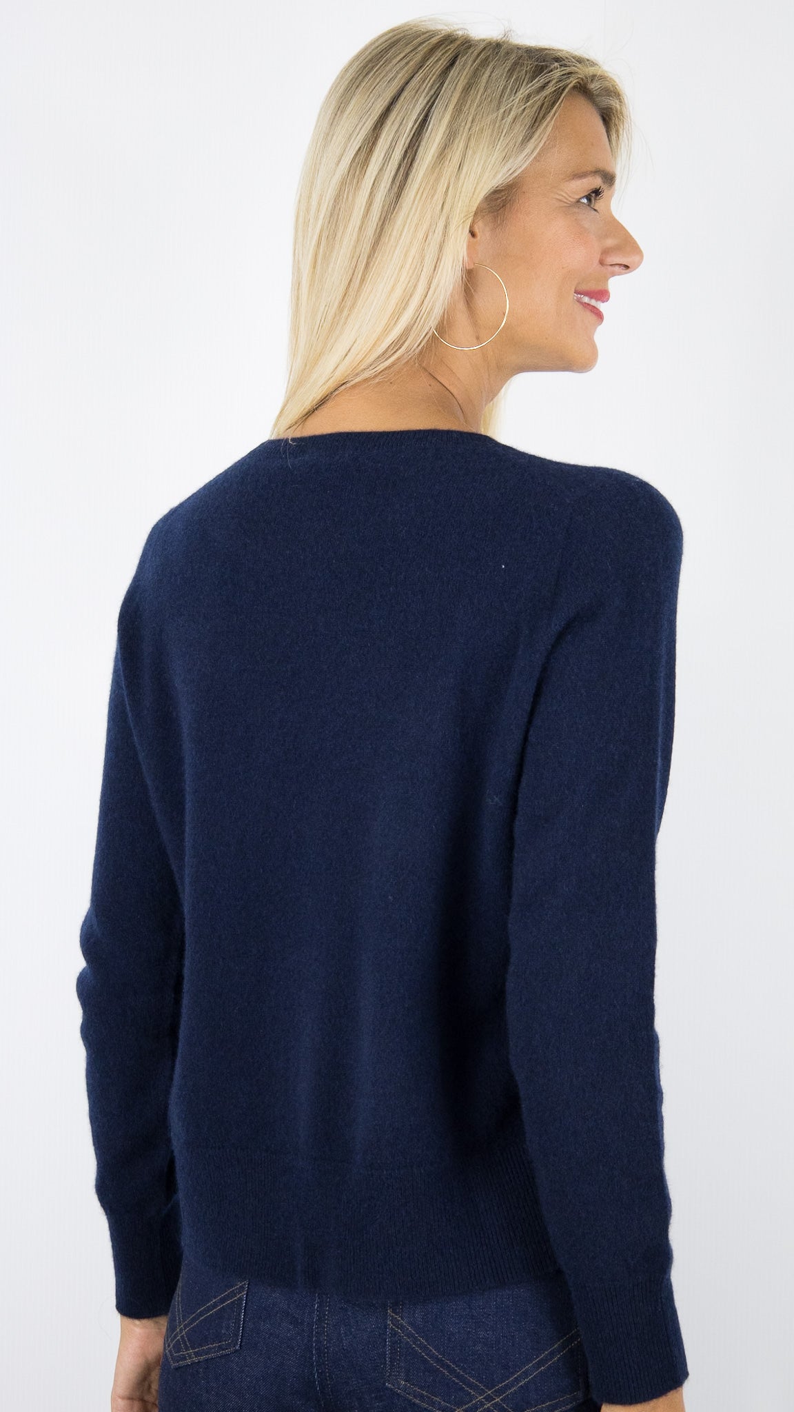 PULL COL ROND EN CACHEMIRE AVEC STRASS POUR FEMME  ESTHEME WES25089H#COLOR_53370/NUIT