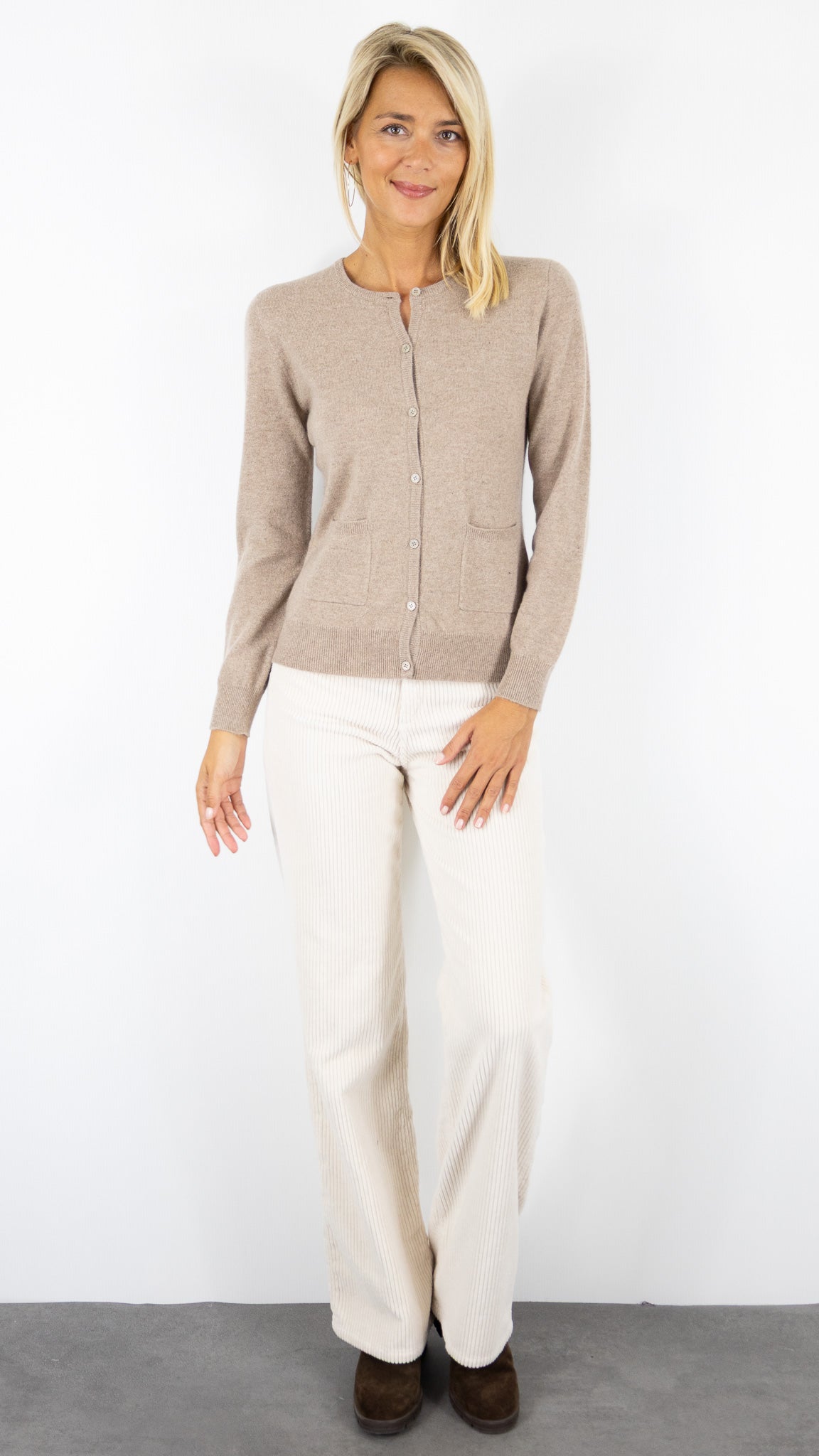 CARDIGAN EN CACHEMIRE POUR FEMME ESTHEME WES25112H#COLOR_1240/NOISETTE