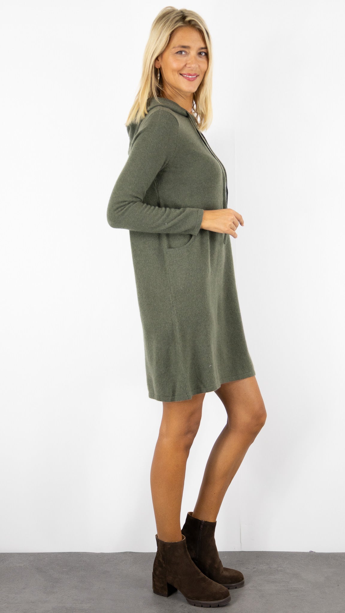 ROBE CAPUCHE EN CACHEMIRE ESTHEME WES25114H#COLOR_2109/VEGETAL