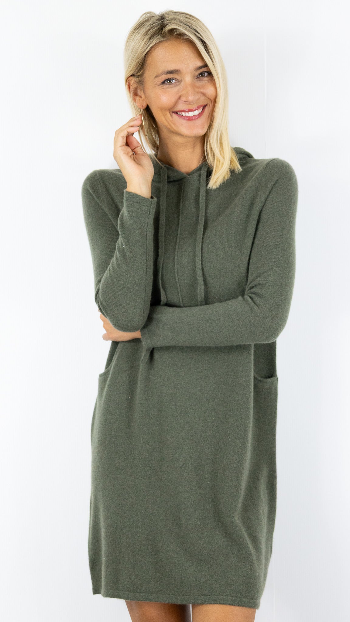 ROBE CAPUCHE EN CACHEMIRE ESTHEME WES25114H#COLOR_2109/VEGETAL