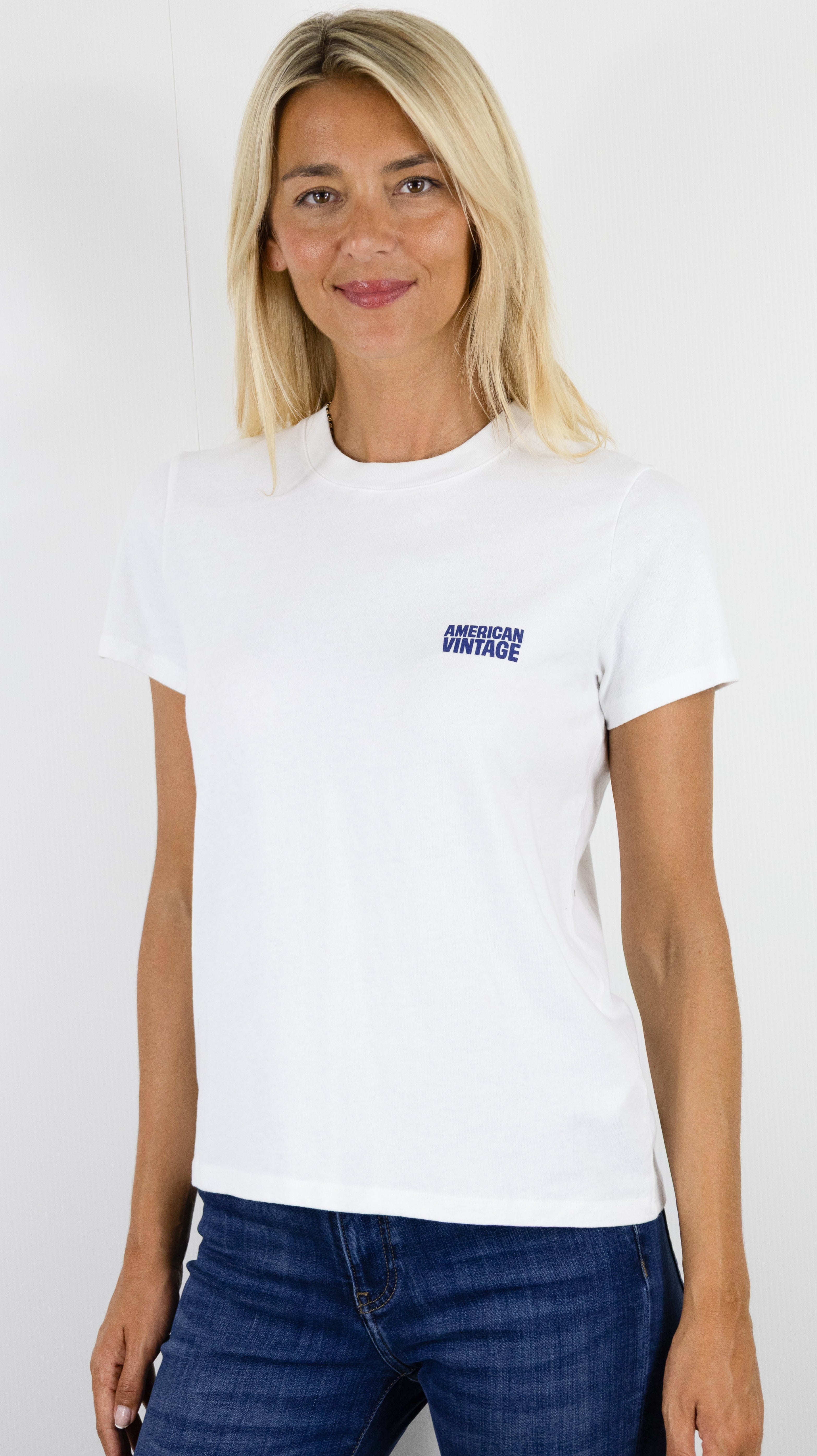 TEE-SHIRT BLANC EN COTON AMERICAN VINTAGE YCO02C#COLOR_BLANC