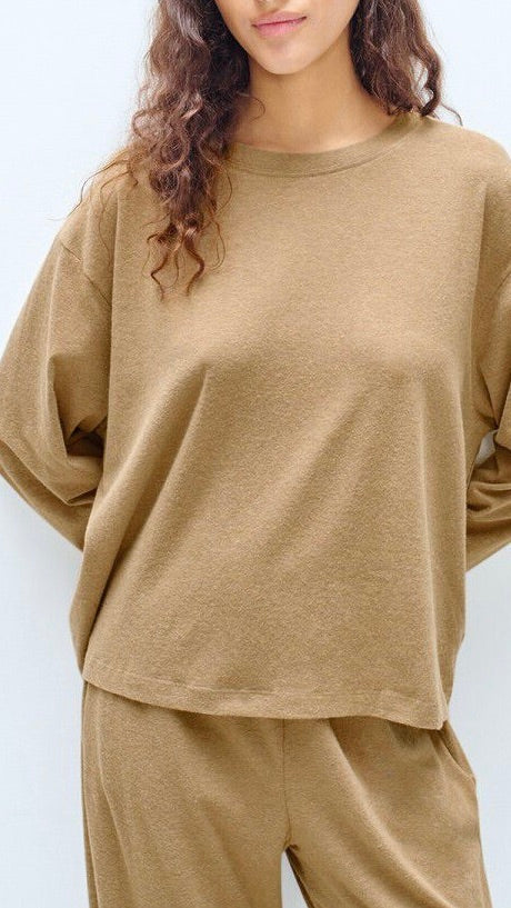 TEE SHIRT AMPLE COL ROND DOUX FEMME AMERICAN VINTAGE YPAWOOD YPA02B#COLOR_MACCHIATO
