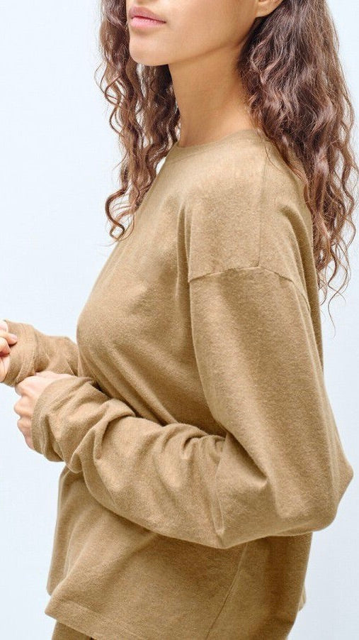 TEE SHIRT AMPLE COL ROND DOUX FEMME AMERICAN VINTAGE YPAWOOD YPA02B#COLOR_MACCHIATO