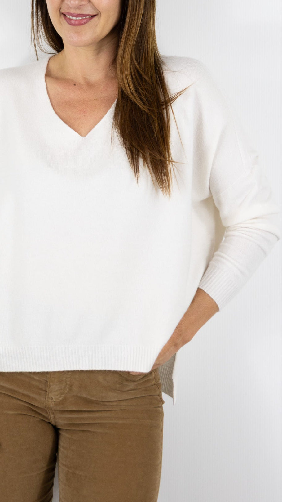 PULL V AMPLE ALEXANDRE LAURENT Z8840#COLOR_ECRU