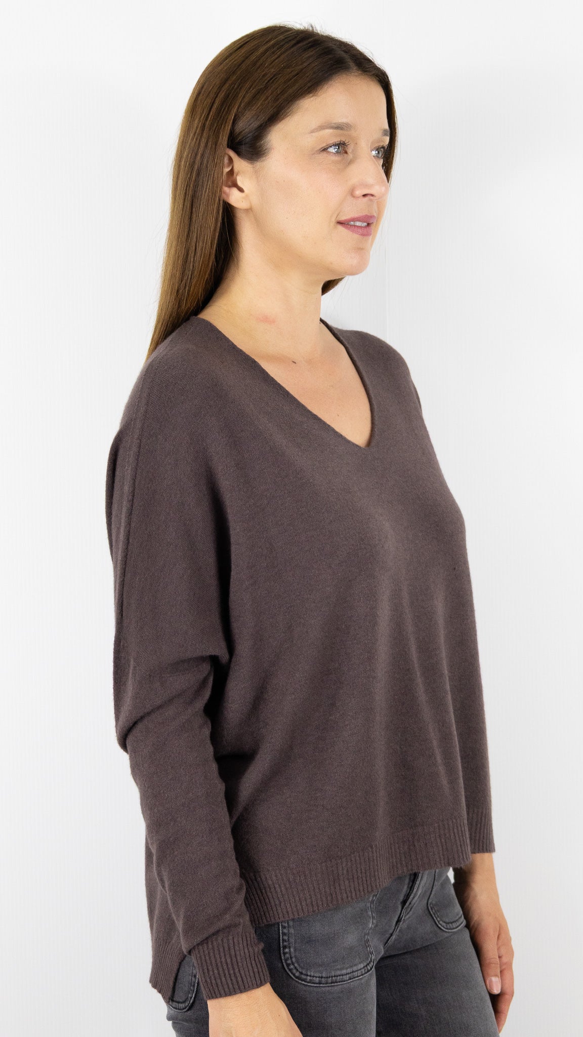 PULL V AMPLE ALEXANDRE LAURENT Z8840#COLOR_FRENCH/CHOCO