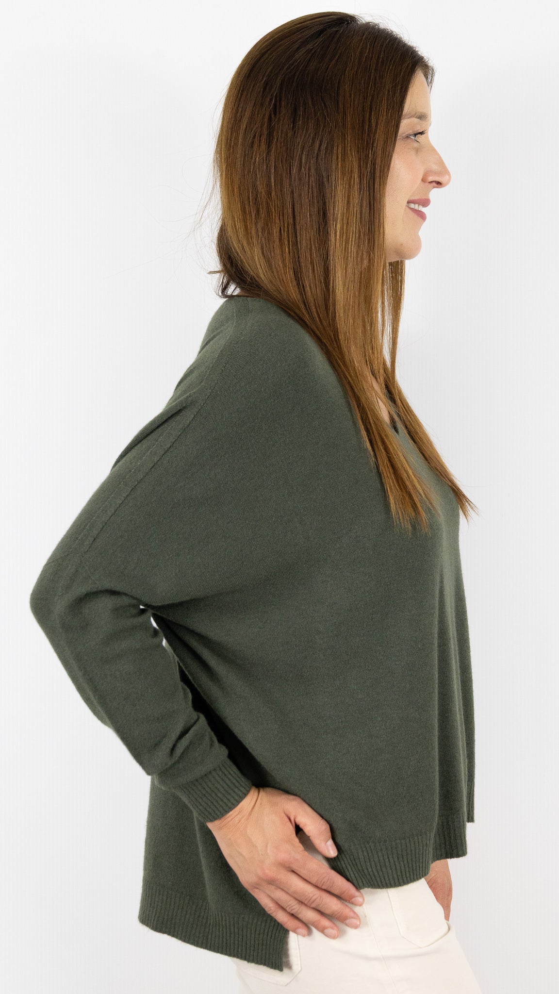 PULL V AMPLE ALEXANDRE LAURENT Z8840#COLOR_MILITAIRE/KAKI
