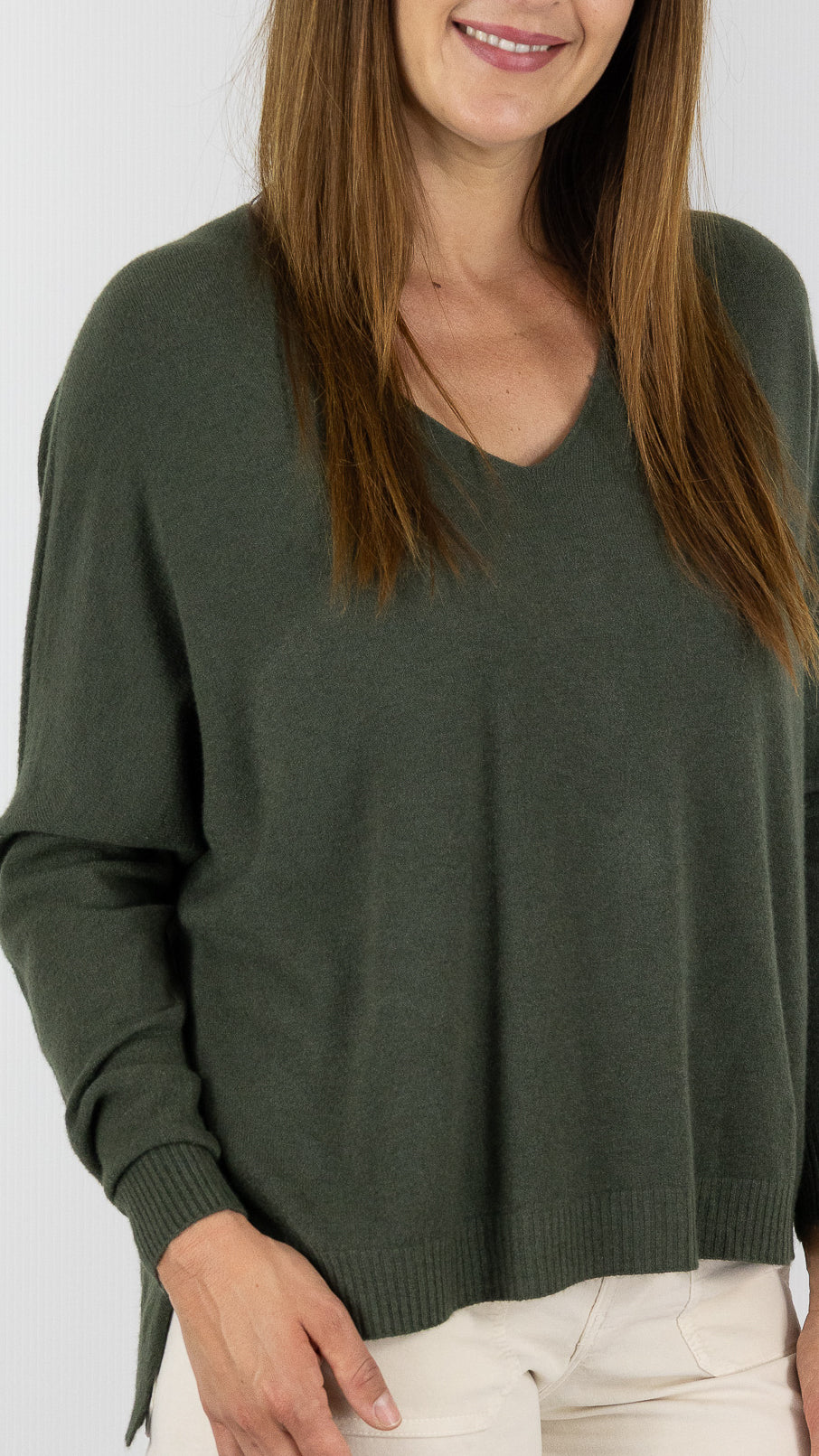 PULL V AMPLE ALEXANDRE LAURENT Z8840#COLOR_MILITAIRE/KAKI