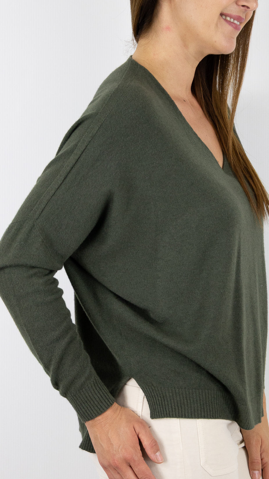 PULL V AMPLE ALEXANDRE LAURENT Z8840#COLOR_MILITAIRE/KAKI