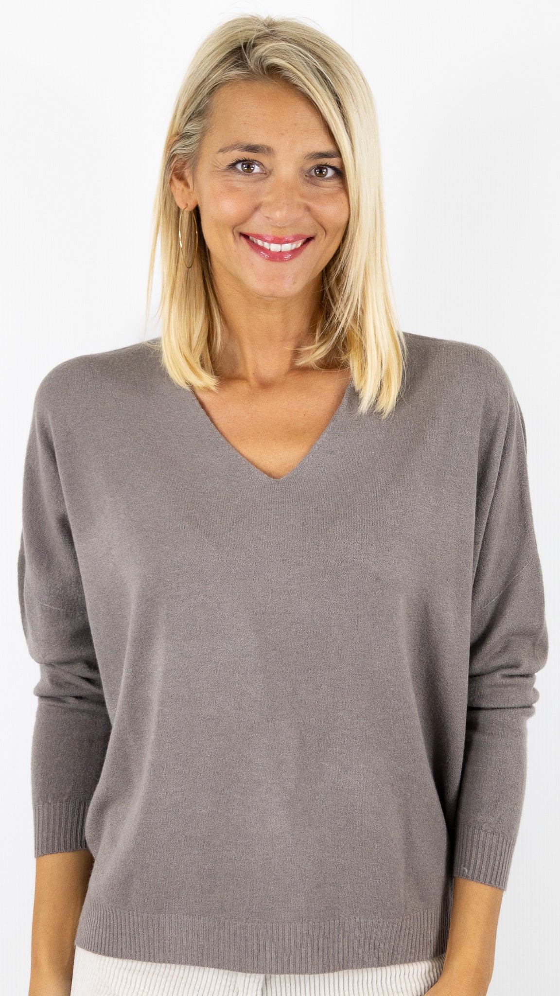 PULL V AMPLE ALEXANDRE LAURENT Z8840#COLOR_TORTORA/TAUPE