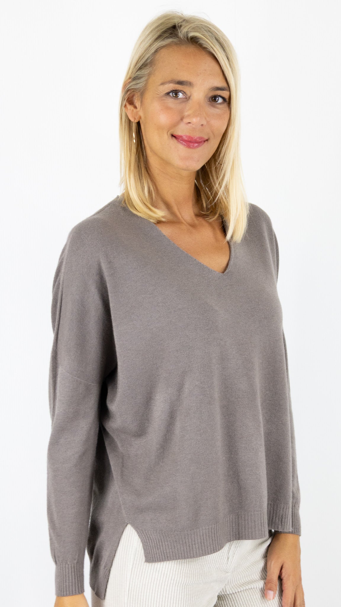 PULL V AMPLE ALEXANDRE LAURENT Z8840#COLOR_TORTORA/TAUPE