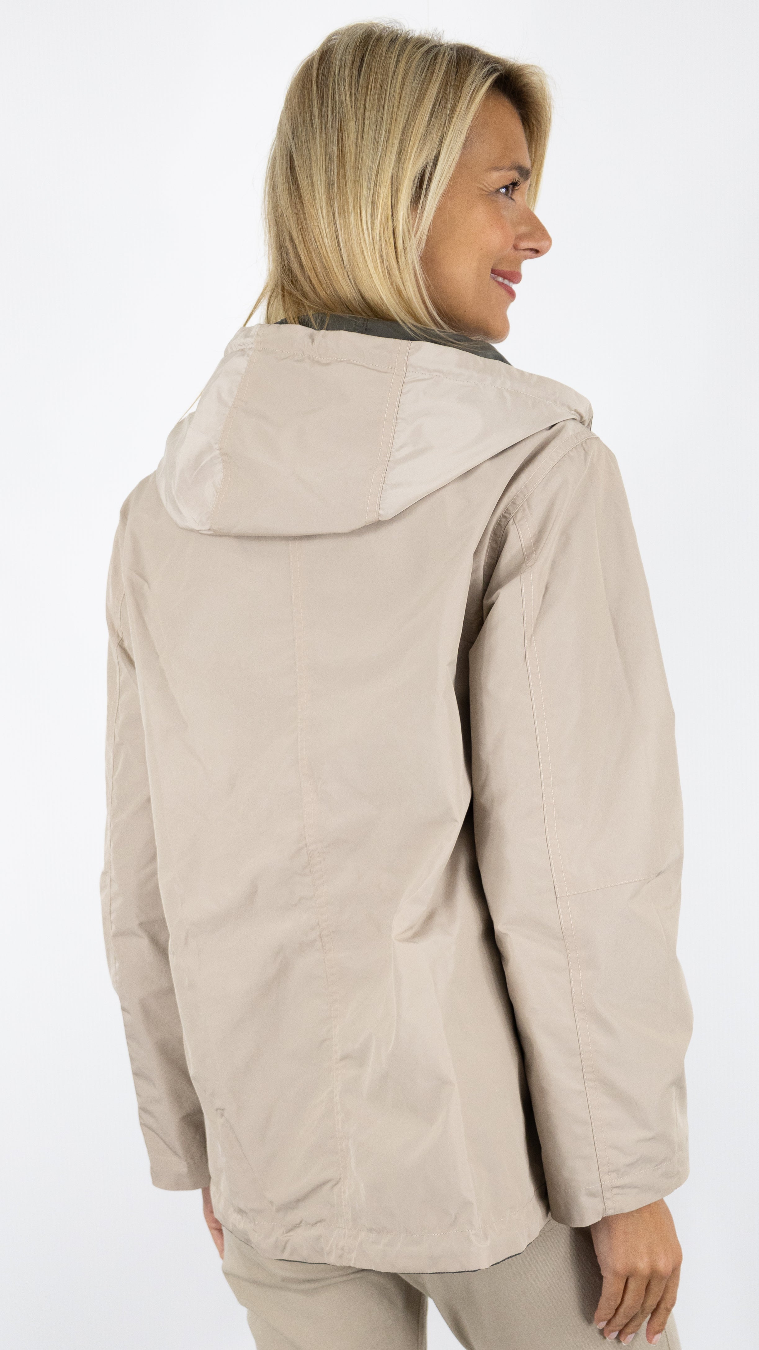 PARKA COURTE A CAPUCHE REVERSIBLE KAKI BEIGE GERARD DAREL 