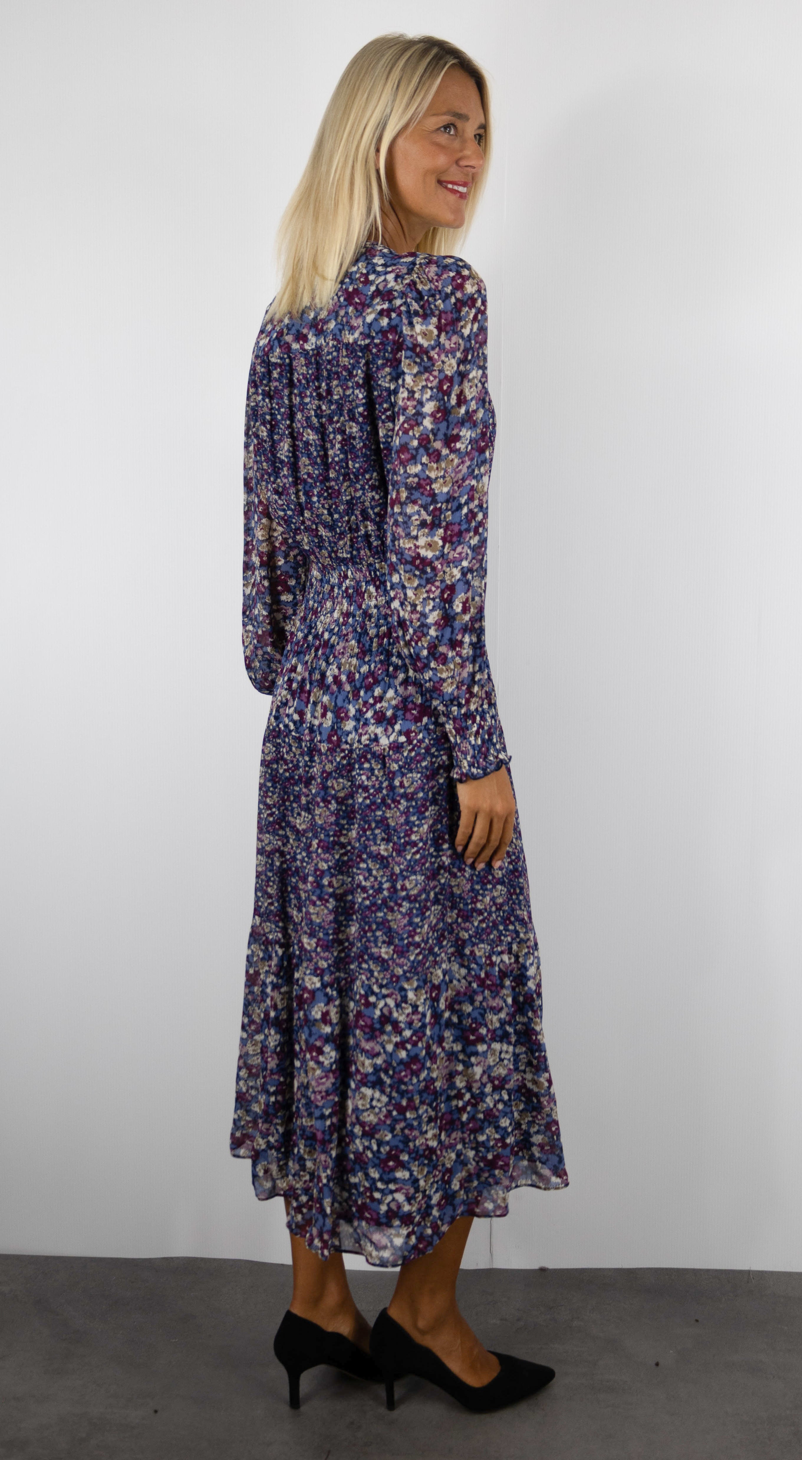 ROBE LONGUE COL V FLEURIE POUR FEMME BA&SH KACY#COLOR_BLEU