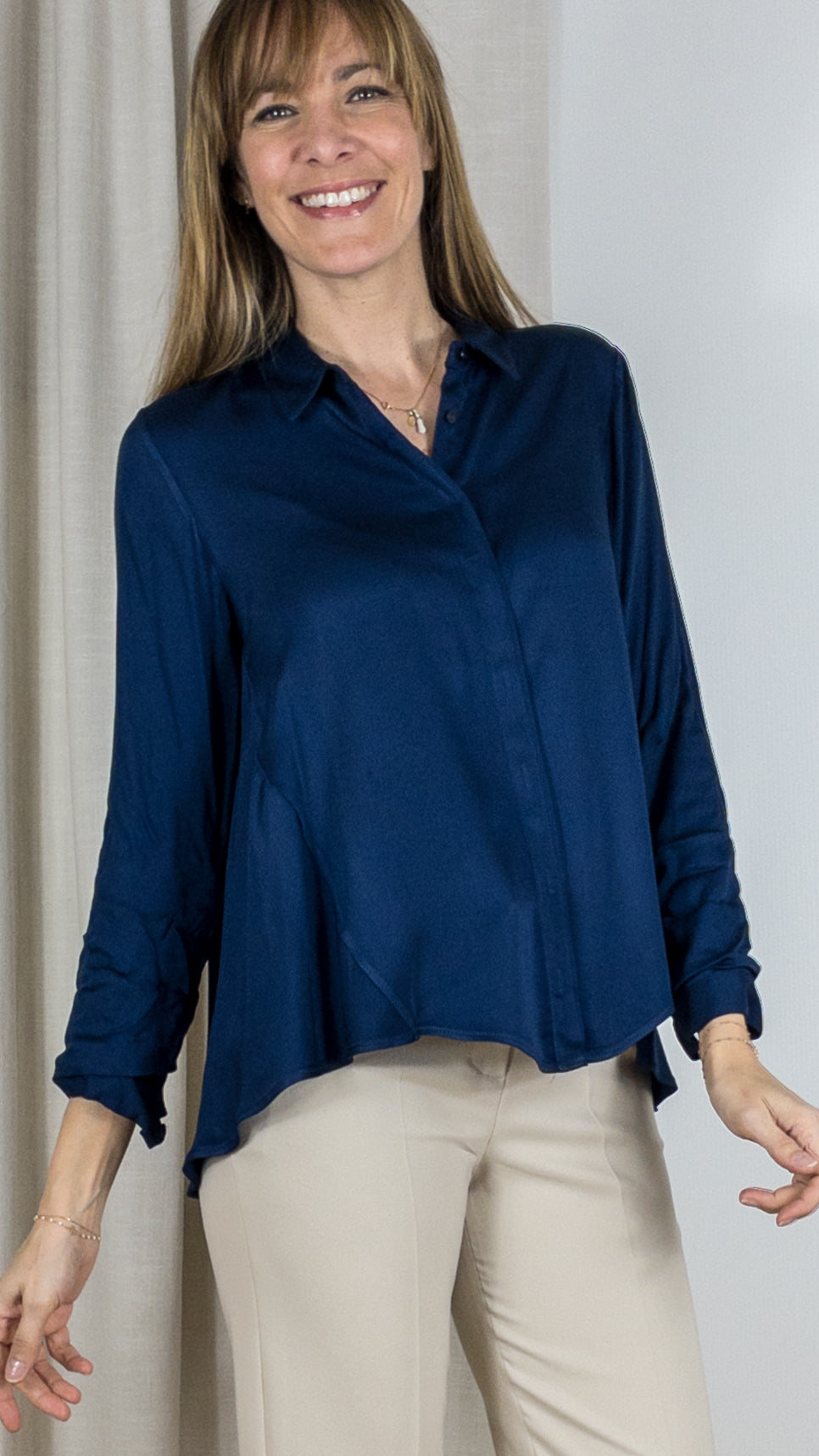 CHEMISE EVASEE SATINEE IMPERIAL CHP7FFC #color_navy
