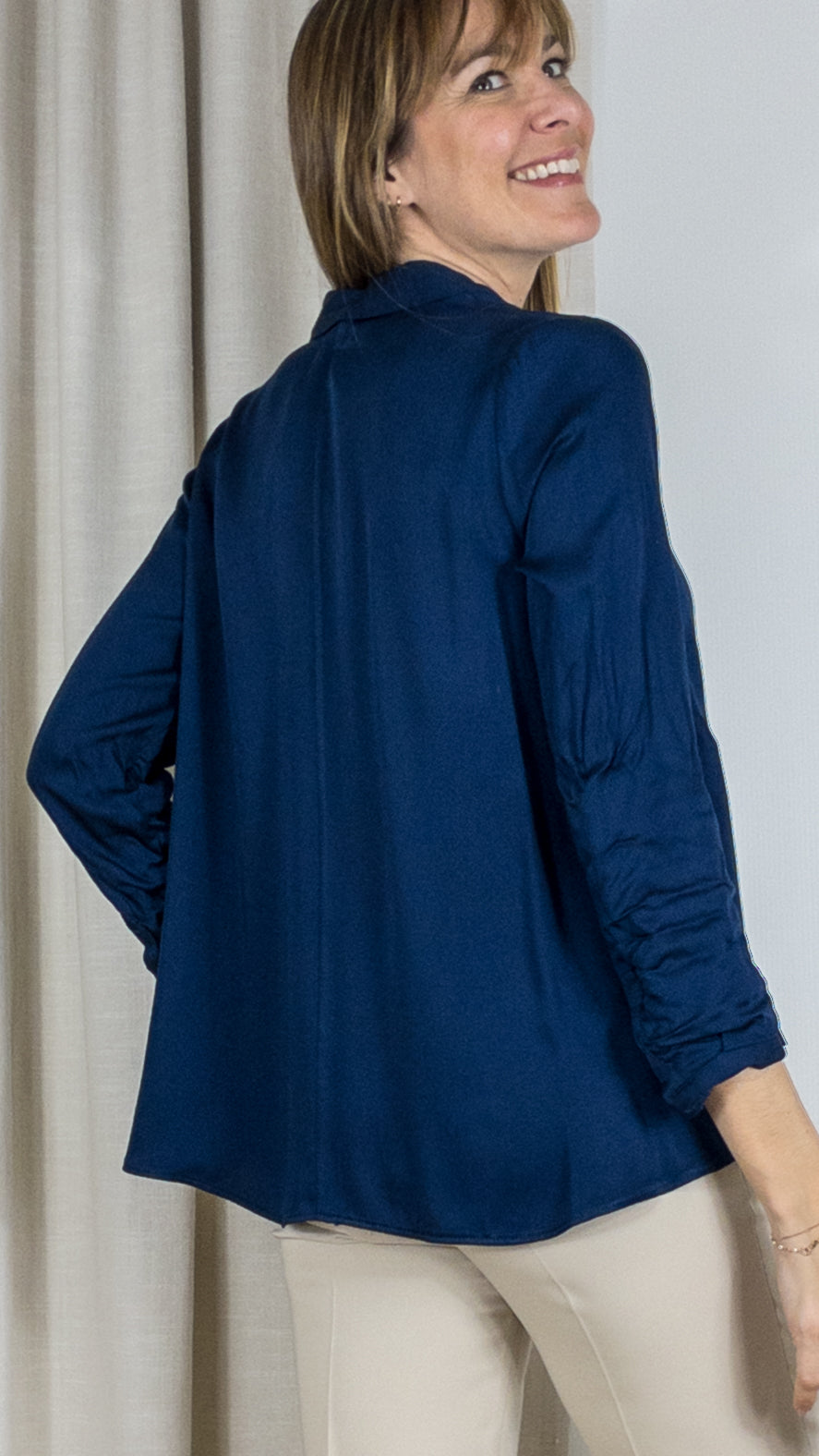 CHEMISE EVASEE SATINEE IMPERIAL CHP7FFC #color_navy